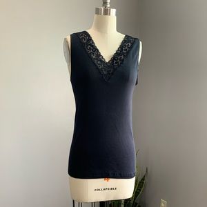 HANRO Mercerized Cotton & Lace Tank Top